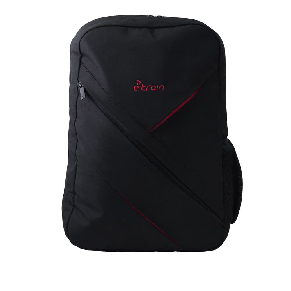 E-train (BG810) Laptop Backpack Fits Up to 15.6 - Black with Red Lines