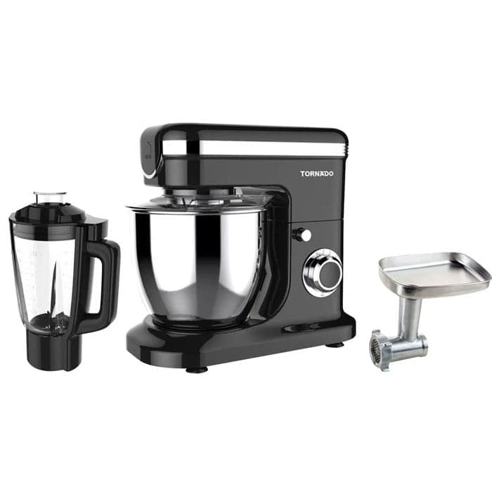 Tornado Kitchen Machine 1200 Watt With 6 Liter Stainless Steel Bowl - Black - TSM-1200PM