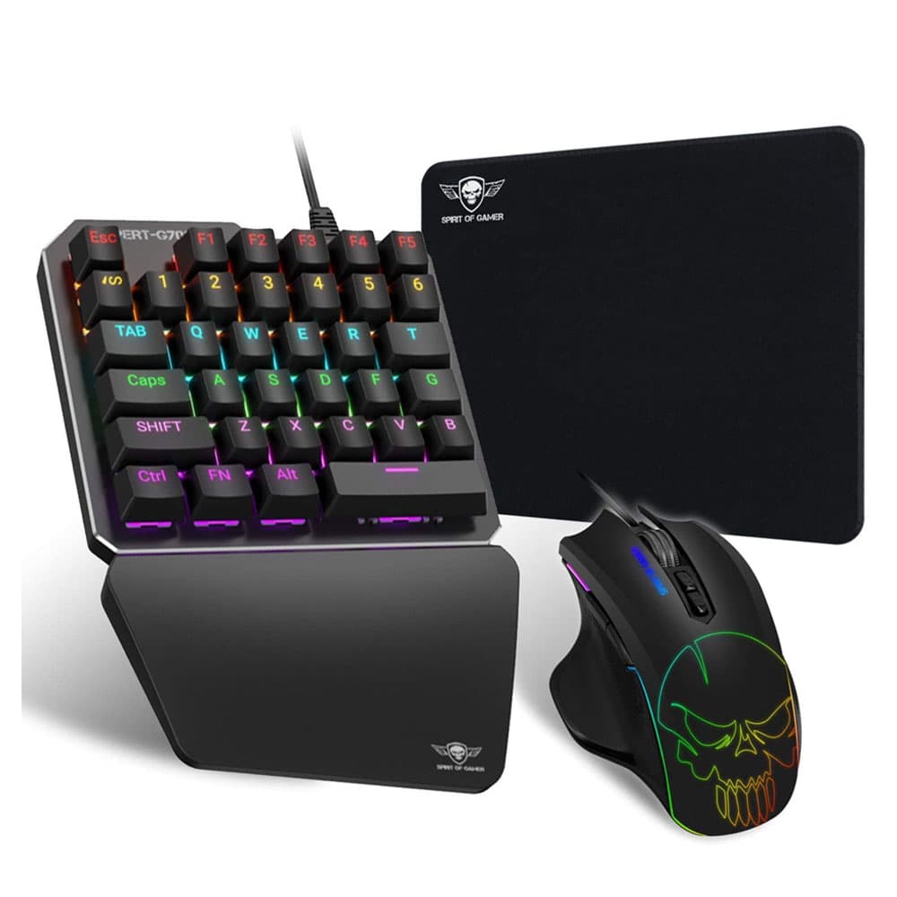Spirit Of Gamer XG700 Adapter Combo RGB Keyboard + Mouse - Keyboard Mechanical Single Hand – Mouse 7 Buttons 