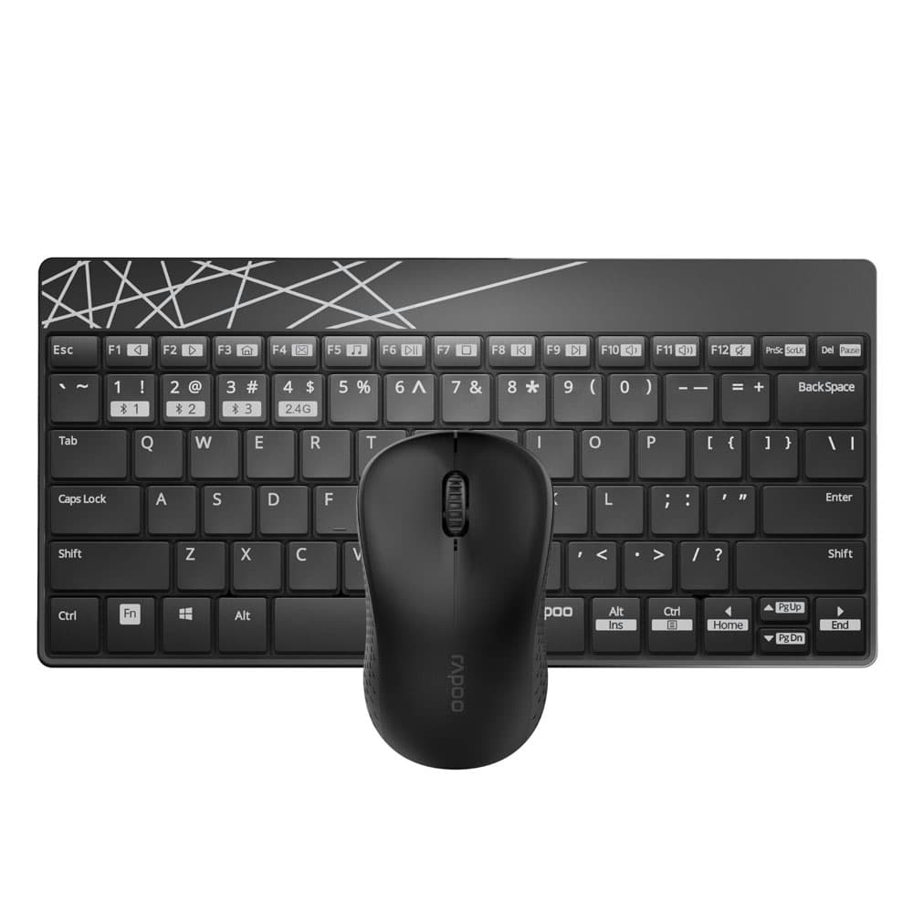 Rapoo 8000M Wireless Keyboard and Mouse - Black