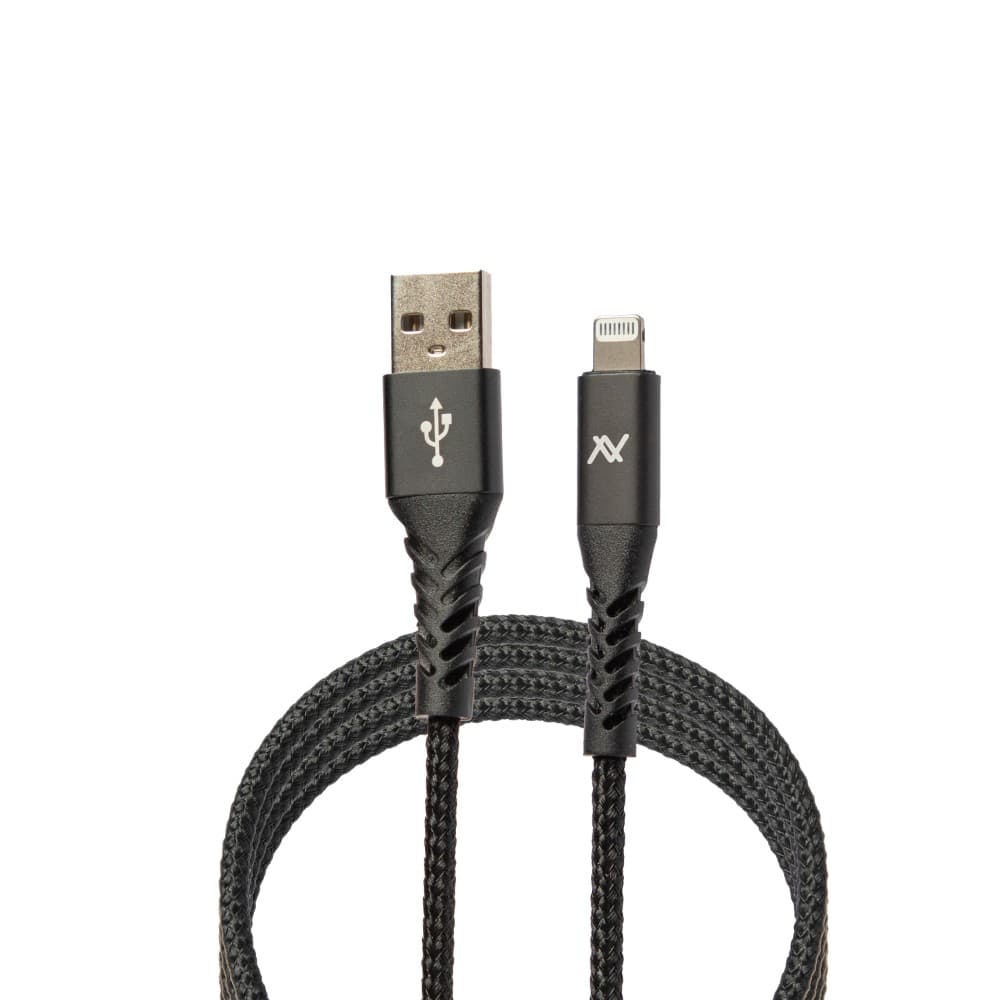 L'AVVENTO (MP472) MFI USB to Lightning Sync and Charging Cable - 1M - Silver*Black