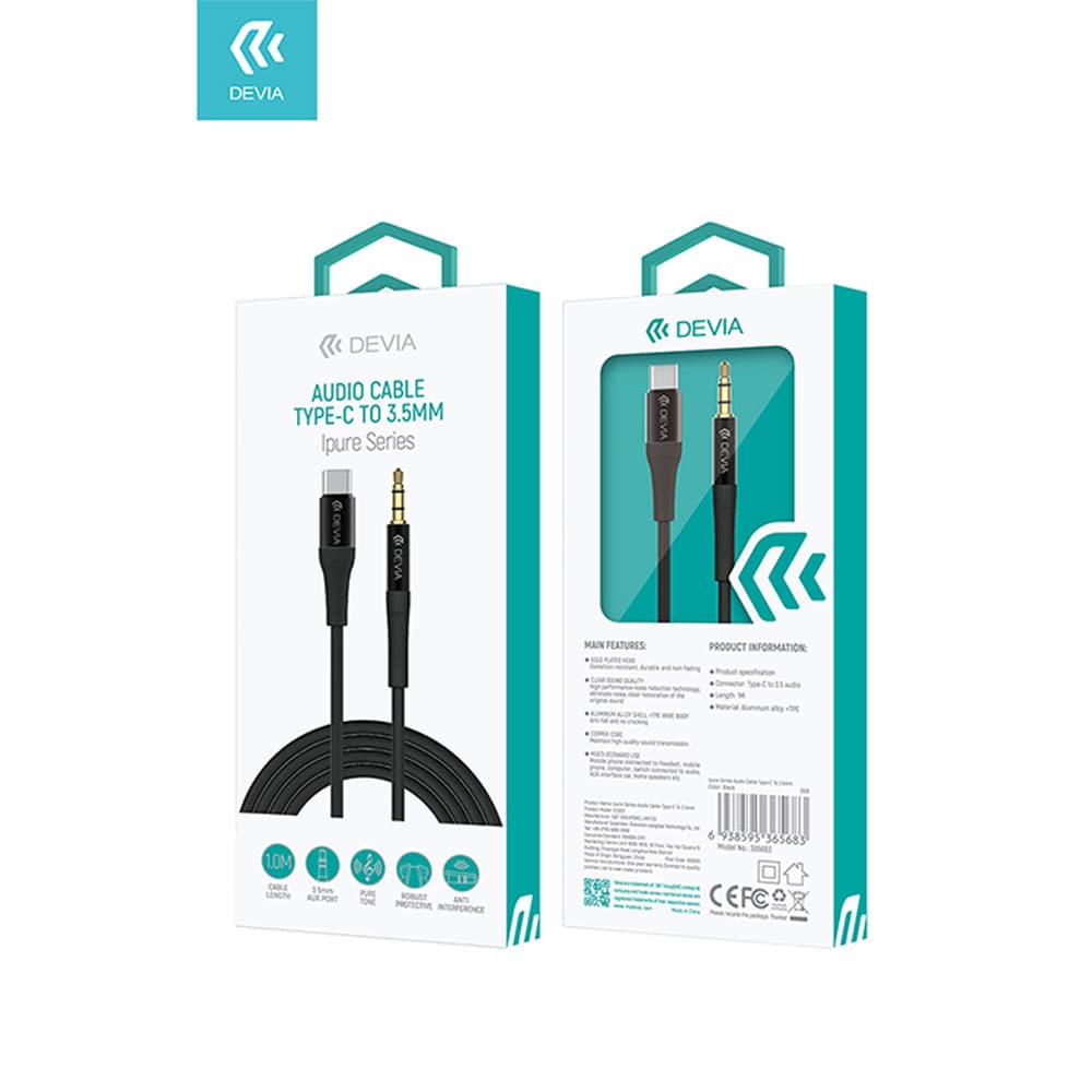 Devia iPure Series Audio Cable Type-C to 3.5mm - Black