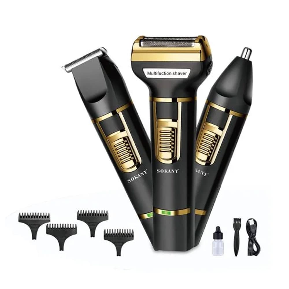 Sokany Hair Shaver Machine 3 In1 5 Watt - Black*Gold - SK9942