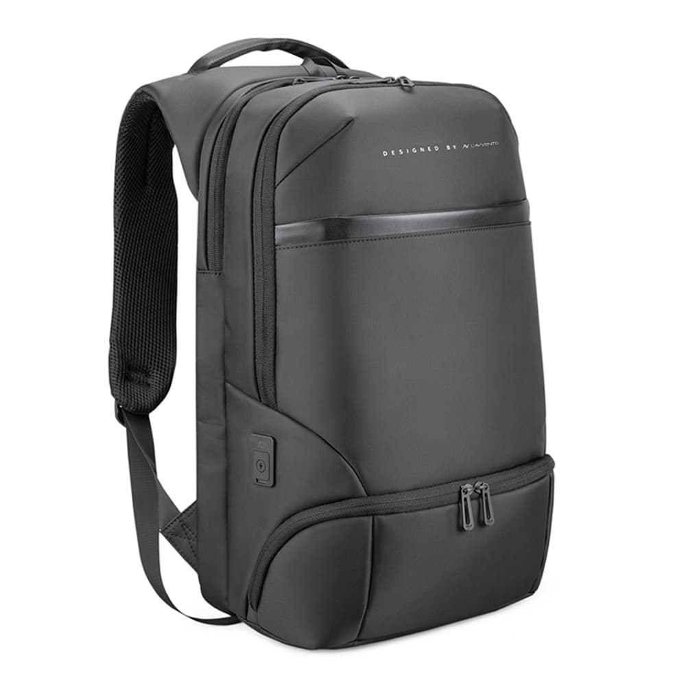 L'AVVENTO (BG416) Laptop Backpack Made by Water Repellent Polyester And PVC Materials fits up to 15.6" - Black