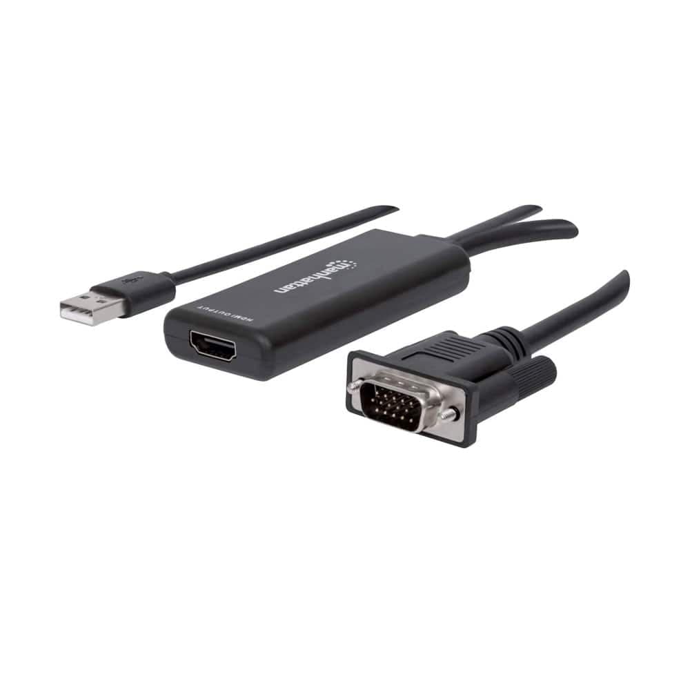 مانهتن محول Analog VGA و Audio USB إلي Digital HDMI Signal - أسود