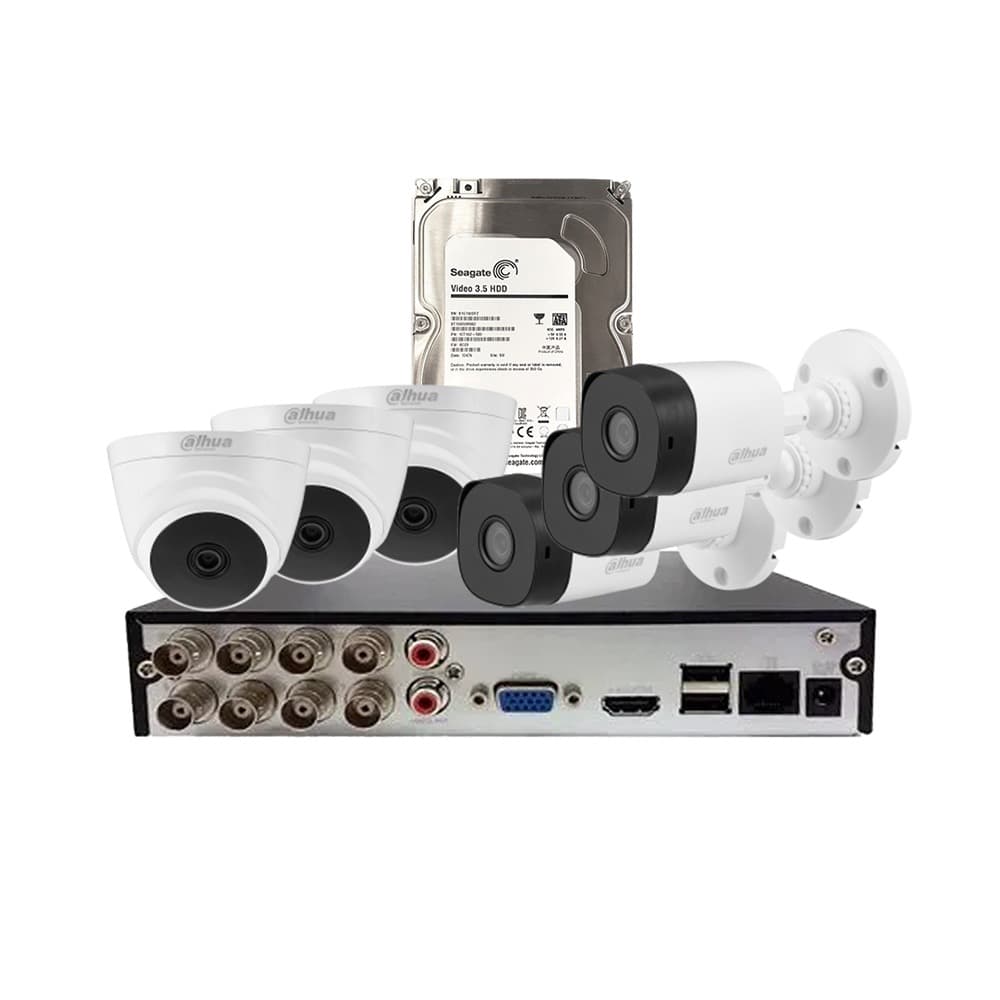 Dahua 6 Camera CCTV Kit 2MP FHD 3 Indoor + 3 Outdoor 8CH XVR + 1TB HDD