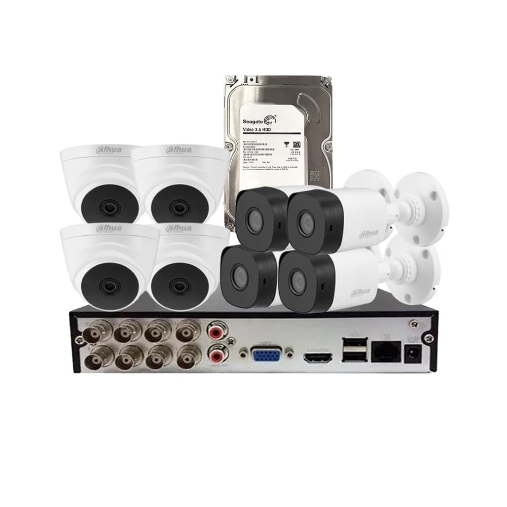 Dahua 8 Camera CCTV Kit 2MP FHD 4 Indoor + 4 Outdoor 8CH XVR + 1TB HDD