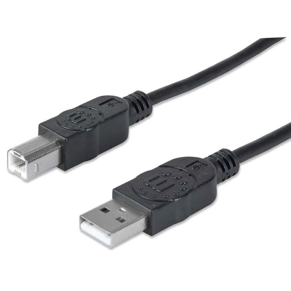Manhattan 394628 Hi-Speed USB Printer Cable A Male / B Male 3M (10 ft.) - Black