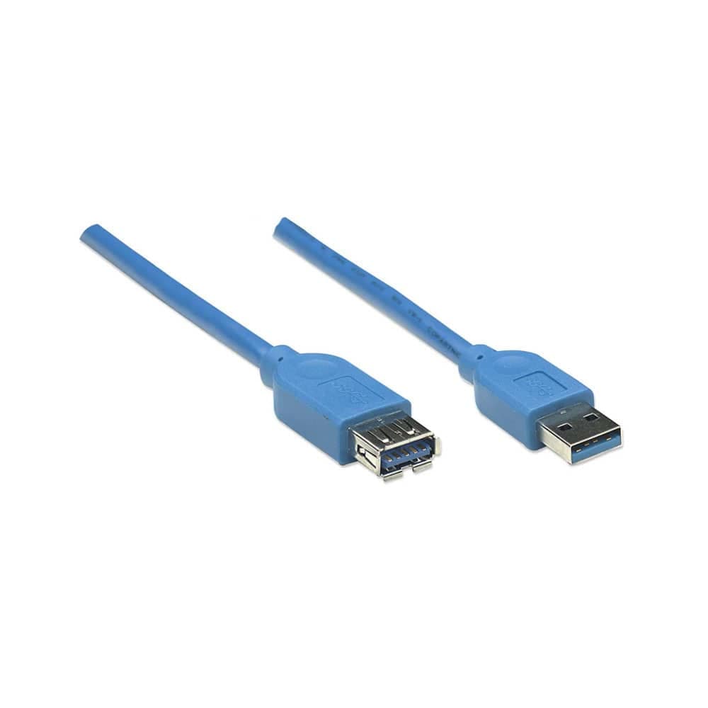 مانهتن كابل سرعة فائقة USB 3.0 كابل من Type-A Male إلي Type-A Female طولة 2 متر - أزرق