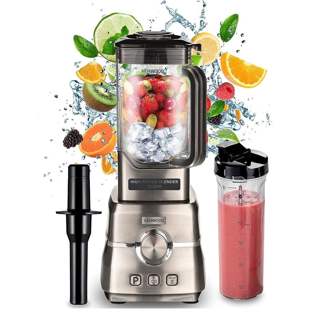 Kenwood Super Power Blender 1500 Watt - 2 Liter With 500 Ml Smoothie Go Bottle - Stainless Steel - BLM91.640SS