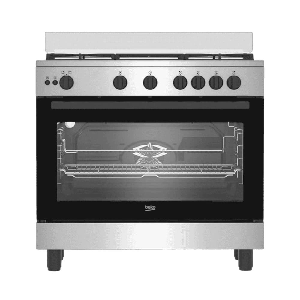 Beko Cooker 5 Burners 90 Cm 1 Fan Full Safety - Black x Silver - BGGR 12113 GXF