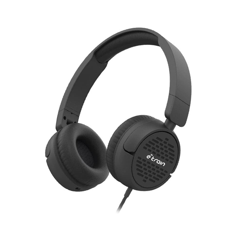 E-train (HP63B) Wired Stereo Foldable Headphone With MIC 1.5M - Black