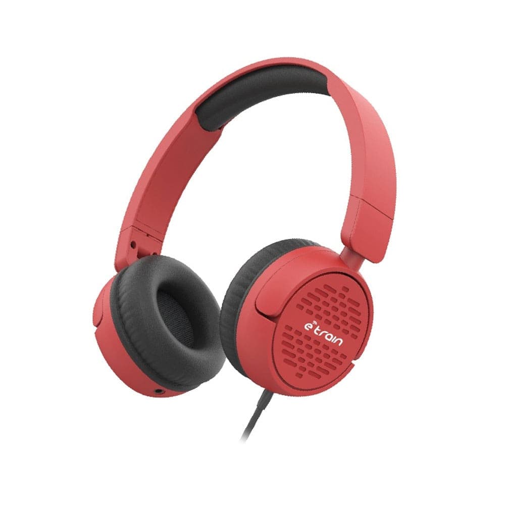 E-train (HP63R) Wired Stereo Foldable Headphone With MIC 1.5M - Red