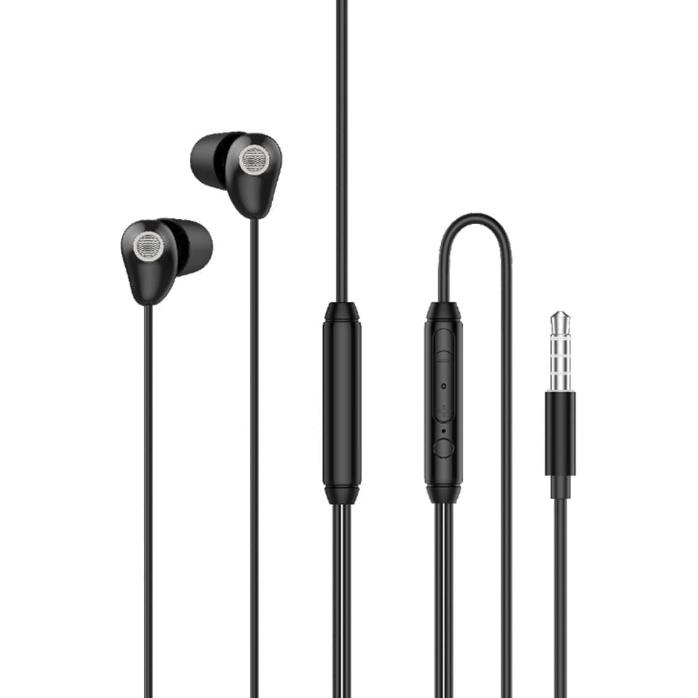 L'AVVENTO (HP66B) Sleeping earphone with Mic 3.5mm with Volume Control - Black