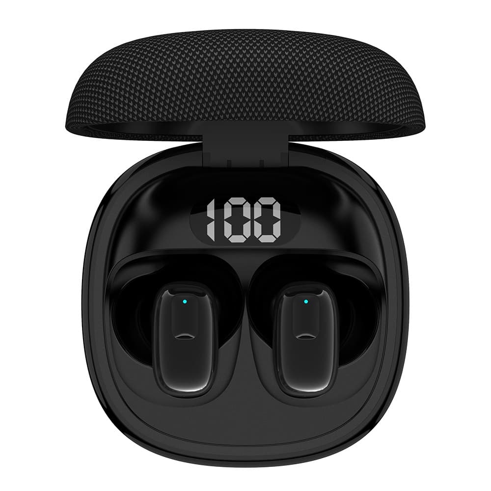 Etrain True Wireless Earbuds With Fabric Charging Case - Black