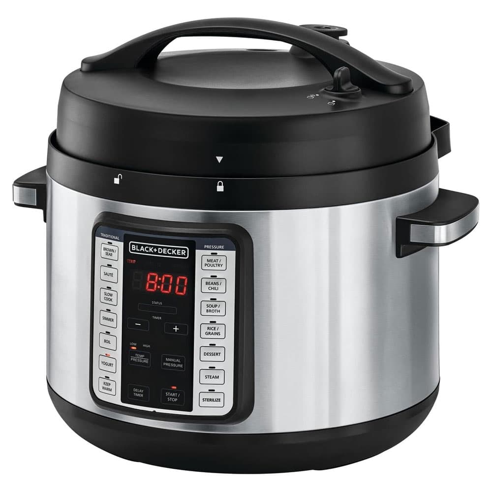 Black + Decker Smart Programmable Electric Pressure Steam Pot 1350 W - 9 In 1 Capacity 10 L - Black*Silver - Pcp1010B5