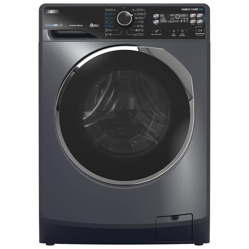 زانوسي غسالة ملابس 8 كيلو خاصية البخار - تحميل امامي Silver Ring - موتور انفرتر - رمادى غامق*باب اسود - ZWF8221DS7- 9460