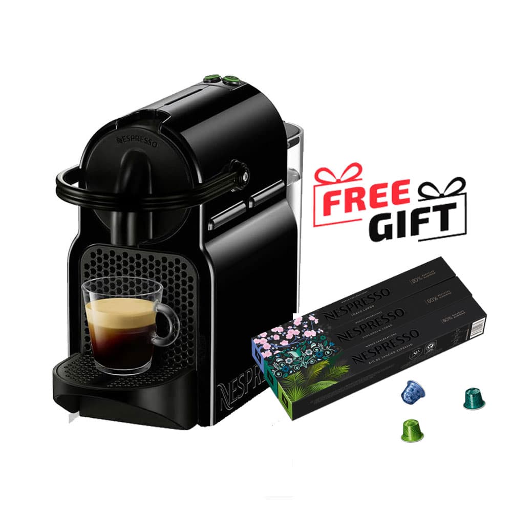 Nespresso inissia Coffee Machine 0.7Liter - 19 Bar - 1260 Watt - Black - D40-EU-BK-NE +30 Coffee Capsules Gift