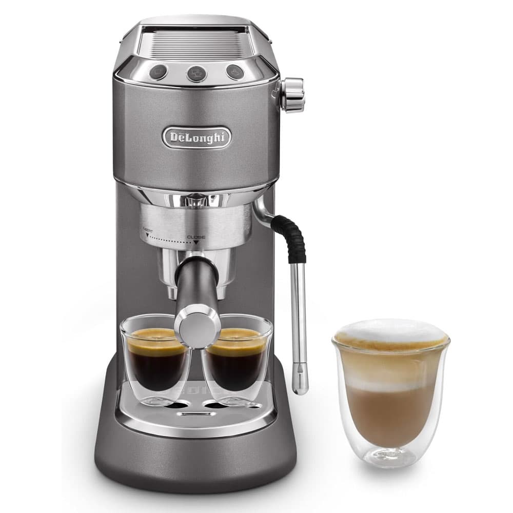 ديلونجي ماكينة قهوة الإسبريسو اليدوية الجديدة ديديكا آرتي 15 بار - بقوة 1350 وات مع وظيفة رغوة الحليب - رمادى - EC885.GY