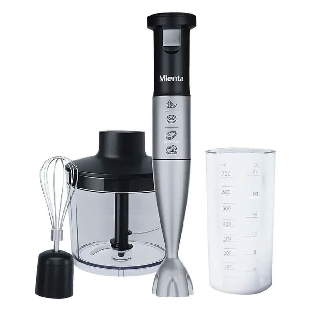 Mienta Hand Blender 1000 W Chopper Capacity 700 Ml Bowl - Stainless Steel - HB111735A