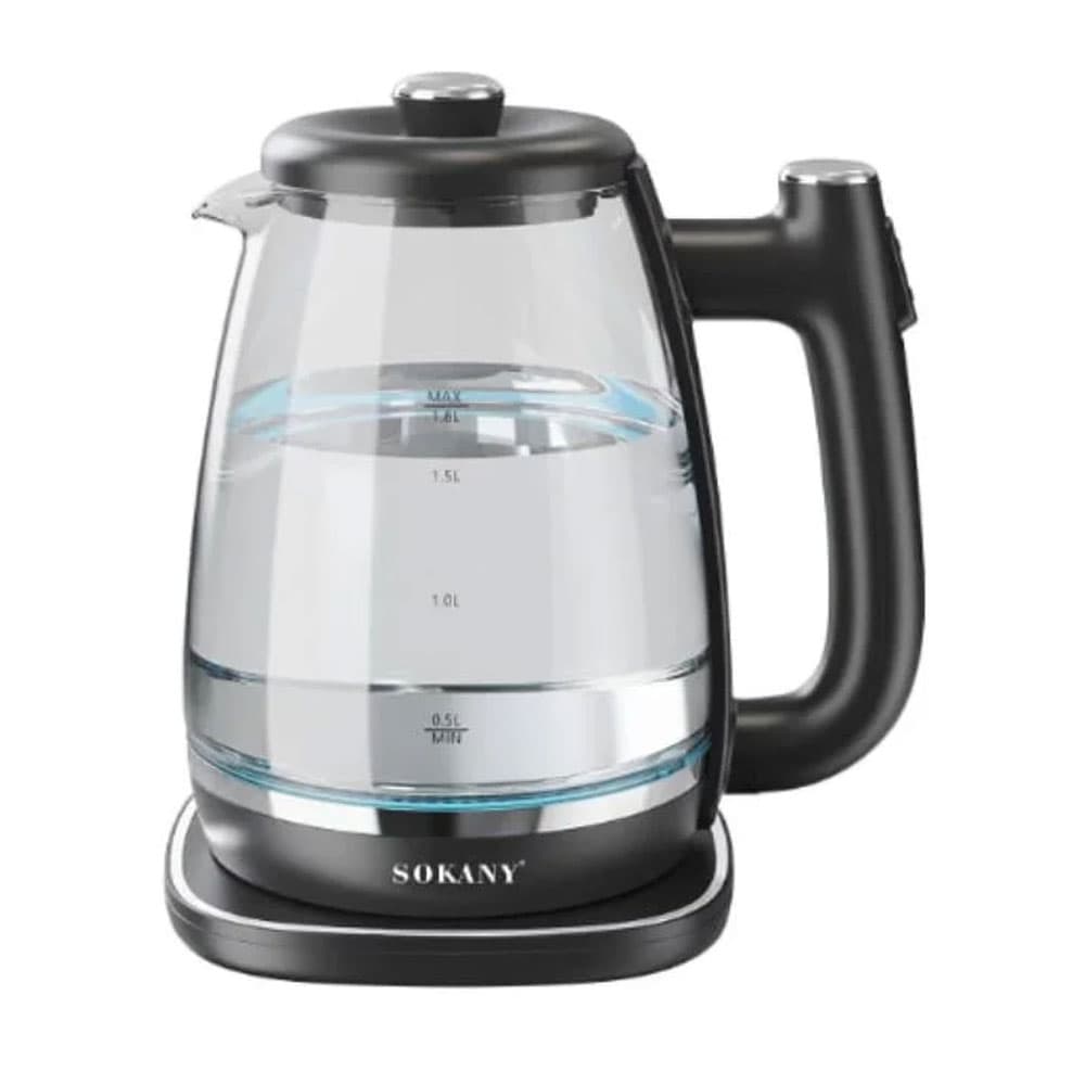 Sokany Glass Kettle 1.8 Liter - 1800 Watt - Transparent - SK-09034