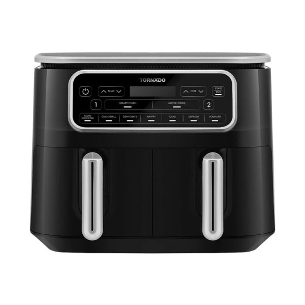 Tornado Air Fryer Dual Cook 8 Liter - 2500 Watt Digital Screen- Black * Silver - THF2508DUBS