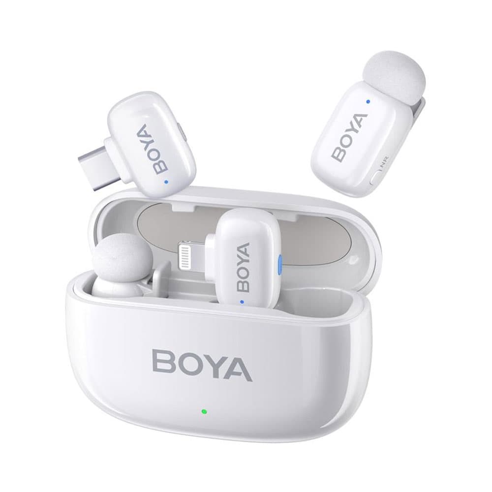 Boya Mini-13 Double + Case Type C And Lightning Microphone - White
