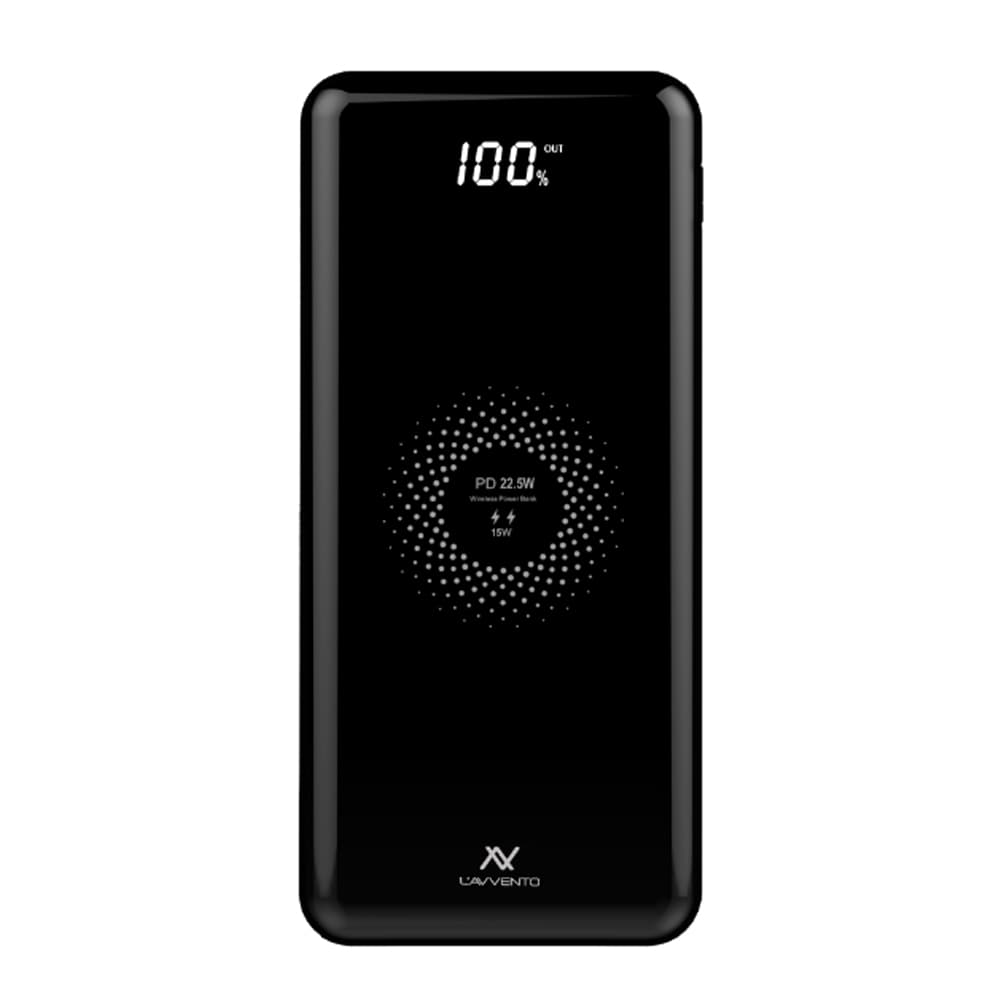 L'AVVENTO (MP125) Power Bank 10000mAh QI Wireless Fast Charger - Black