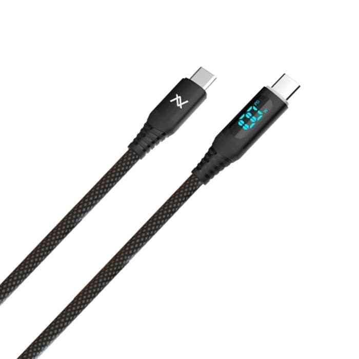 Magnetic PD Fast Charging Cable with Digital Screen 100W - 1 Meter - Black