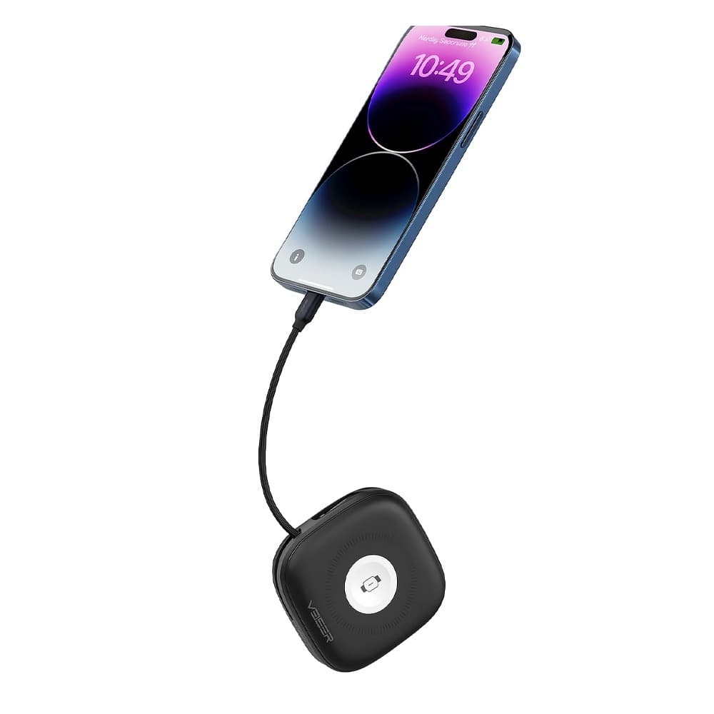 Veger Power Bank MagCore 10000mAh PD 20W Fast Charging With Type-C & Lightning Cable & Wireless Charger - Black