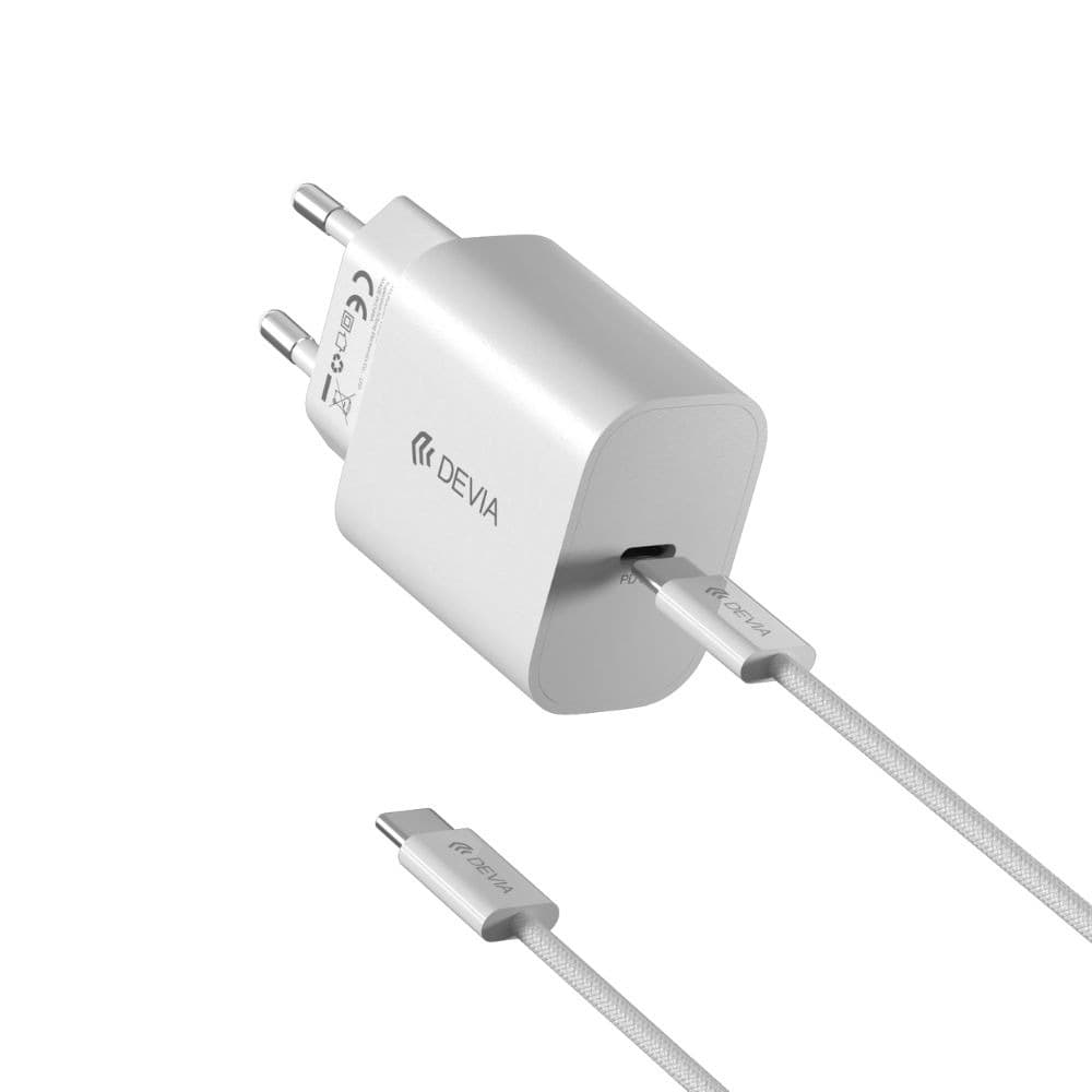 DEVIA Smart Series GaN Charger PD 30W Set With USB-C Cable 60W - RCE-3005CL - White