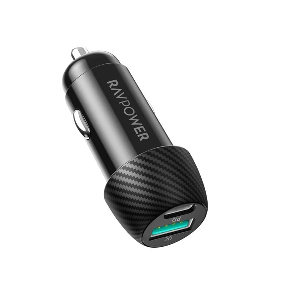 RAVPower RP-VC030 Car Charger 49W 2 Ports Type-C & Type-A - Black