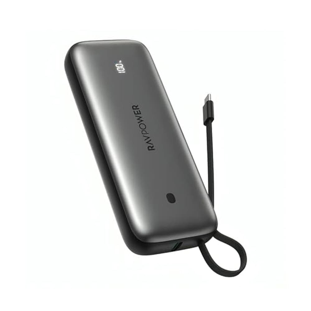 RavPower RP-PB1224 Pro Pioneer Power Bank 20000mah 30W 3-Port Built-In USB-C PD - Silver Gray