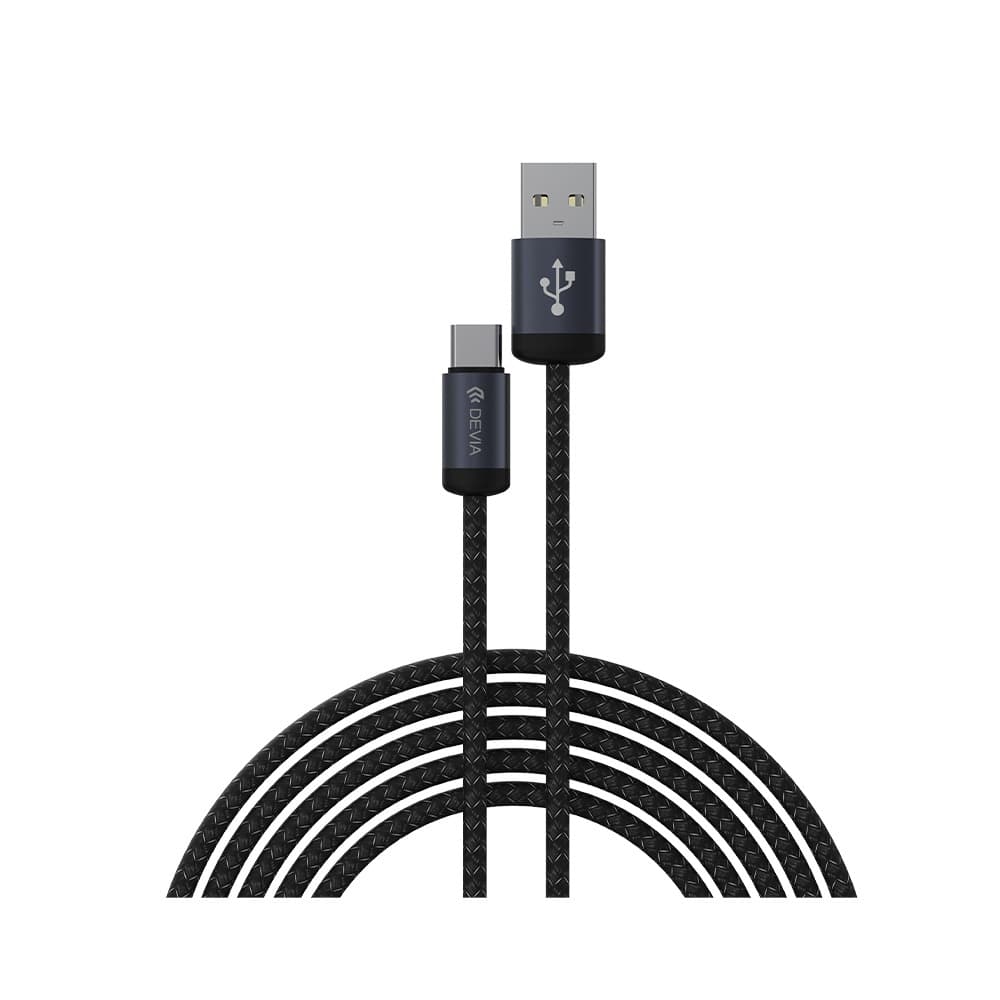 Devia Gracious Series Data Cable For Type-C Nylon Woven - 5V,2.4A 2M - Black