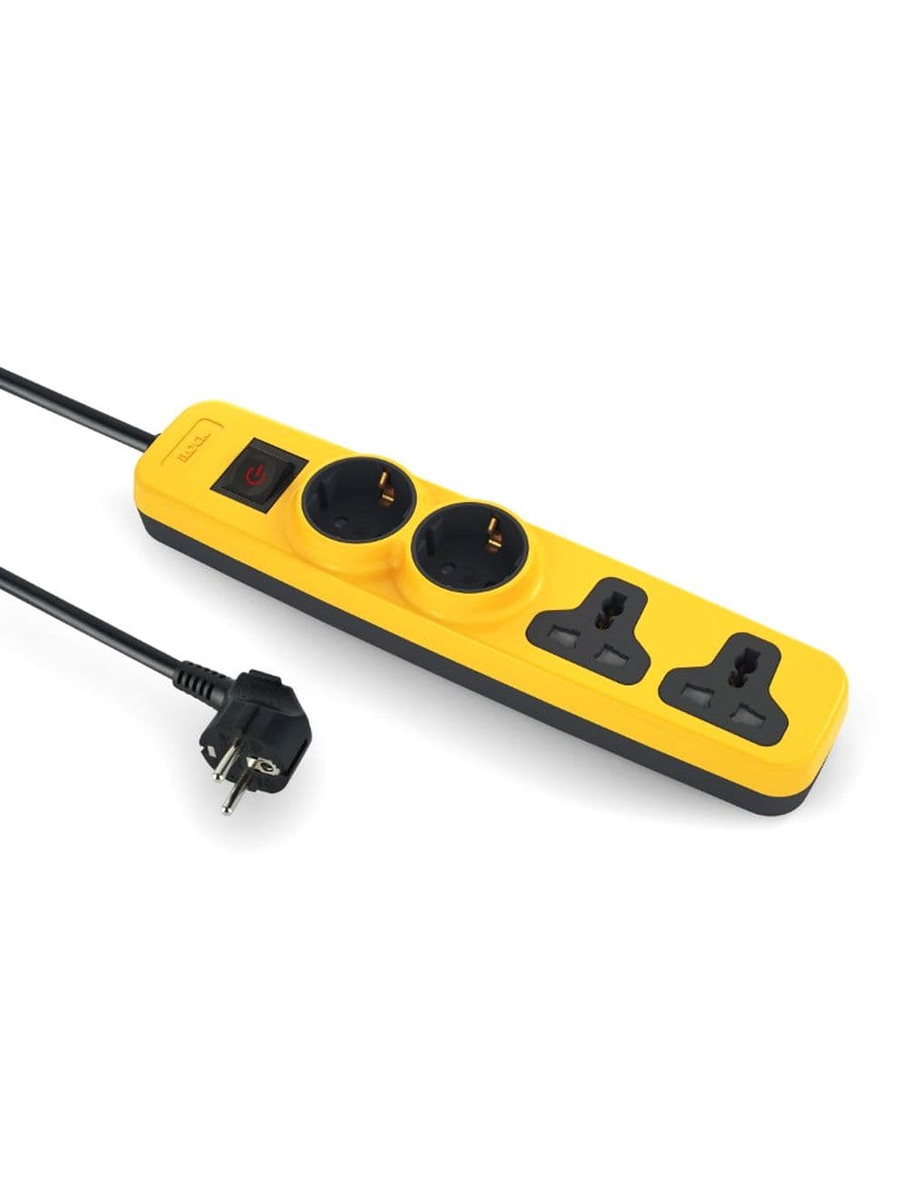I Lock Power Strip - 2 MK + 2 Schuko Outlets - 2M - Yellow
