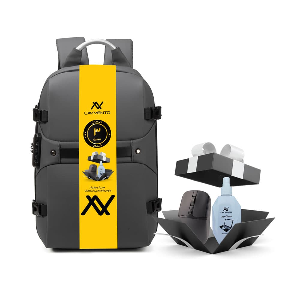 L'AVVENTO (BGV05) Daily Backpack Anti-Theft Backpack fit up to 15.6” High -Density Nylon Water-Resistant, Polyester Bundle with Cleaner Set And Mouse