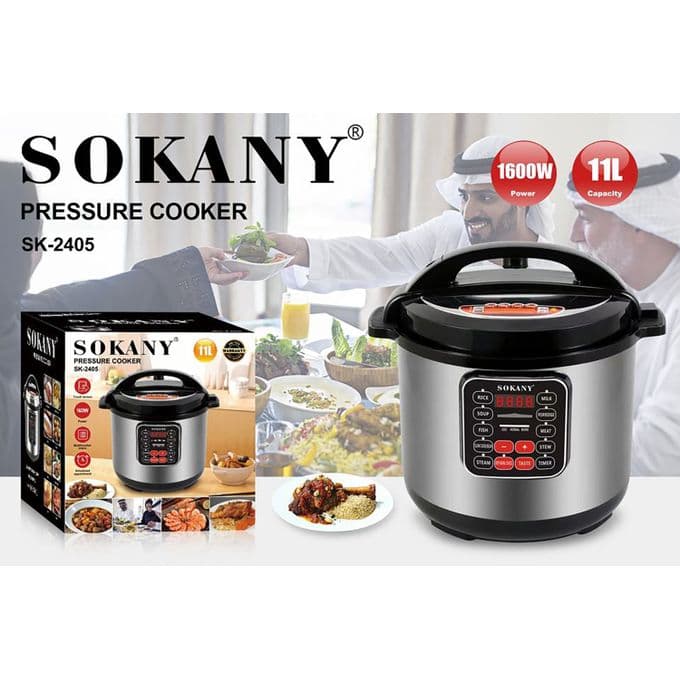 Sokany | Pressure Cooker, 11 Liter, 1600 Watt - Black Gray, Sk-2405