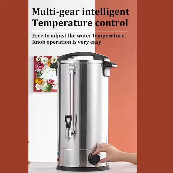 City HMA-1034 20-Liter Electric Water Boiler with Temperature Control, Silver Black.