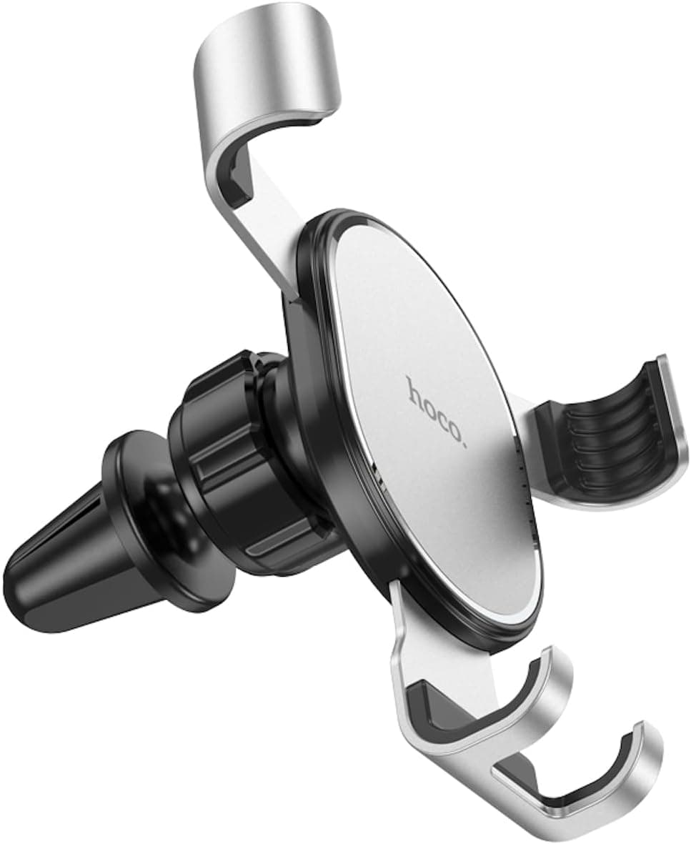 Hoco CA56 Plus Armor Mobile Holder, Metal, Compatible with 3.5-6 Inch Mobile Phone - Silver Black