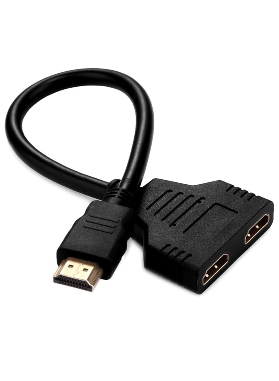 HDMI Male to HDMI Female Dual 1 to 2 Adapter Cable, 10cm - Black