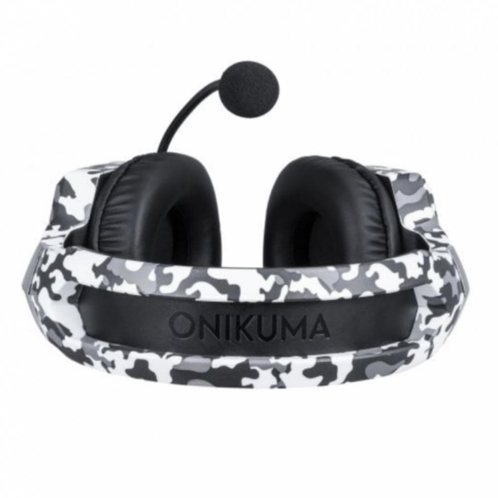 Onikuma K8 Wired Stereo Gaming Headphones With Mic LED Lights - White Grey