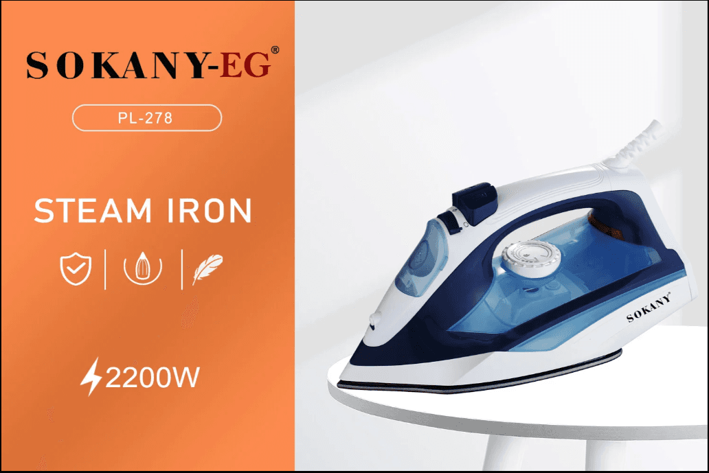 Sokany High-Power Steam Iron with 2200 Watt for Clothes
