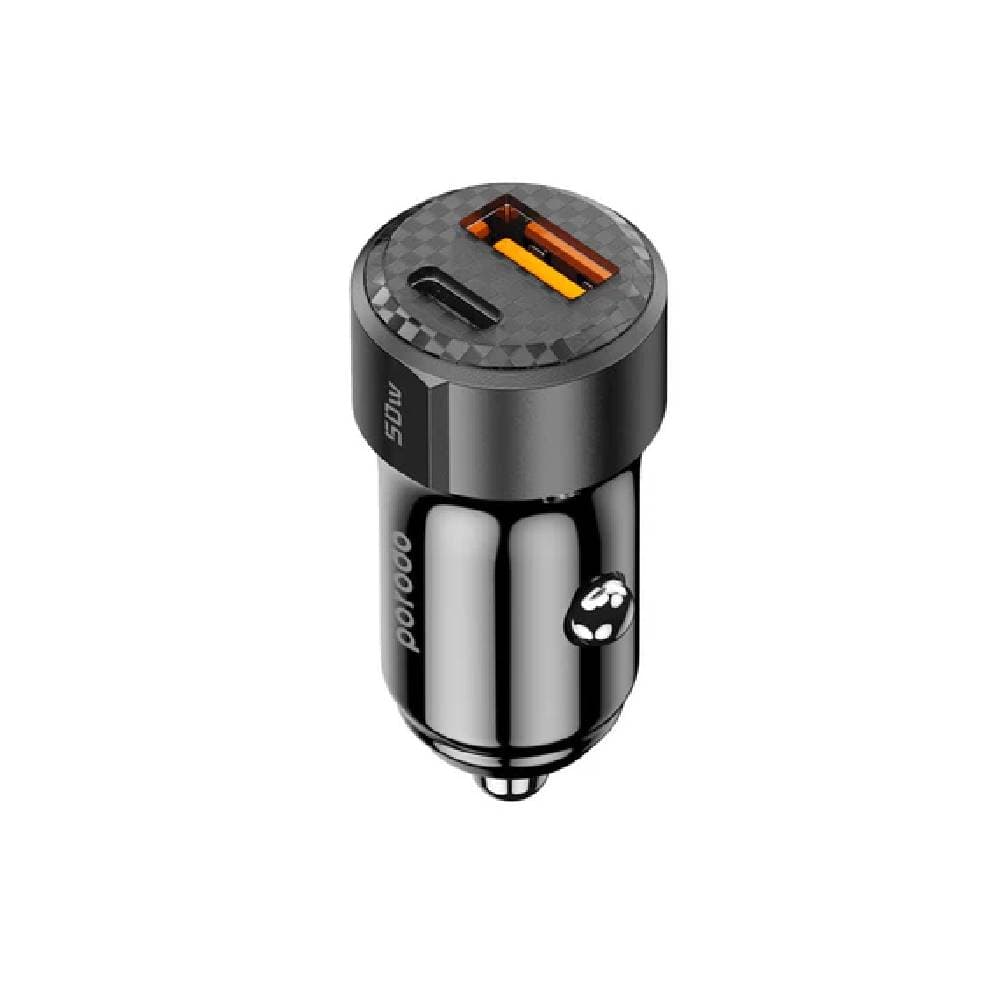 Porodo 50W Dual Port Car Charger PD 20W QC 30W - Black