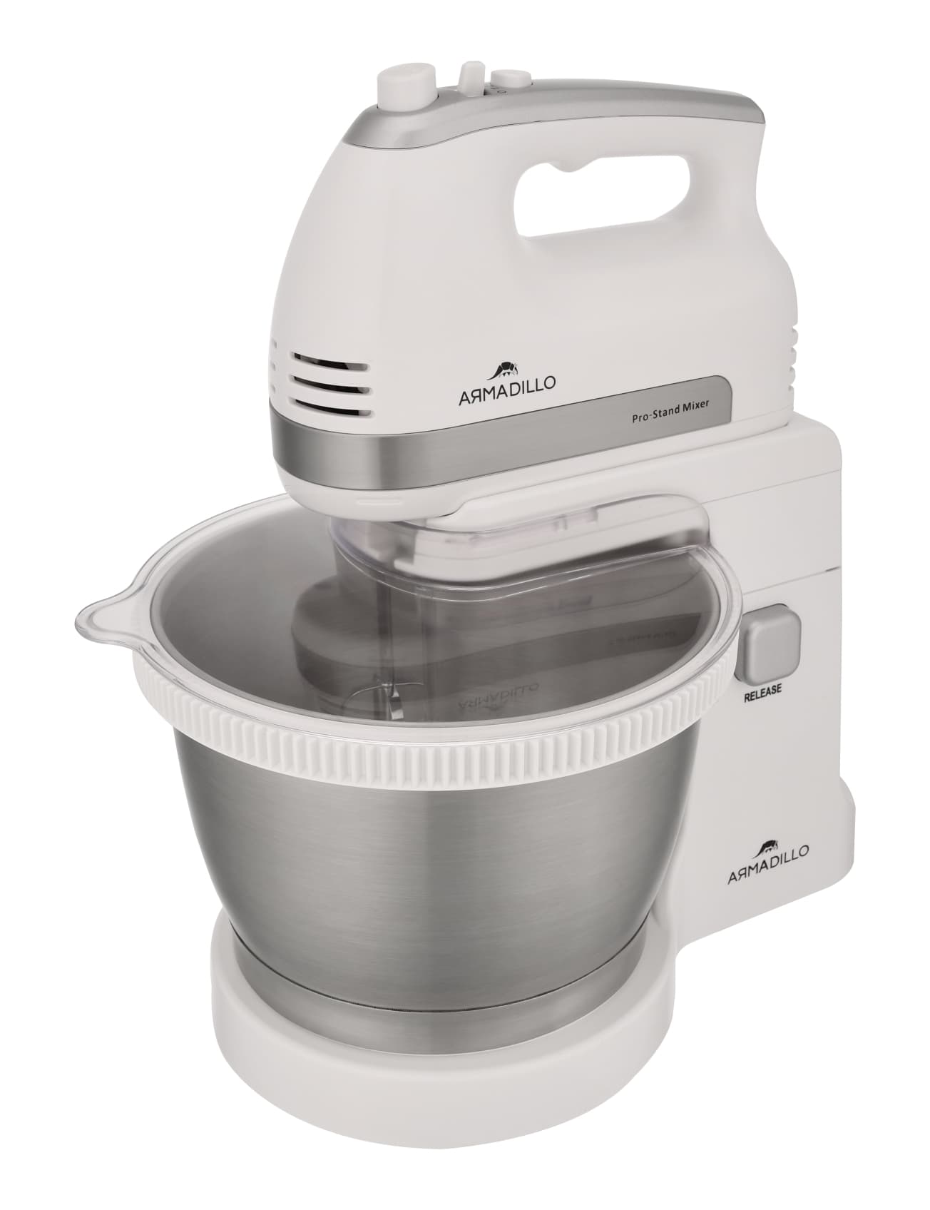Armadillo Stand Mixer, 3.5 Liter, 500 Watt, White Stainless Steel - ARM-SDA-HMIXB-WH-009