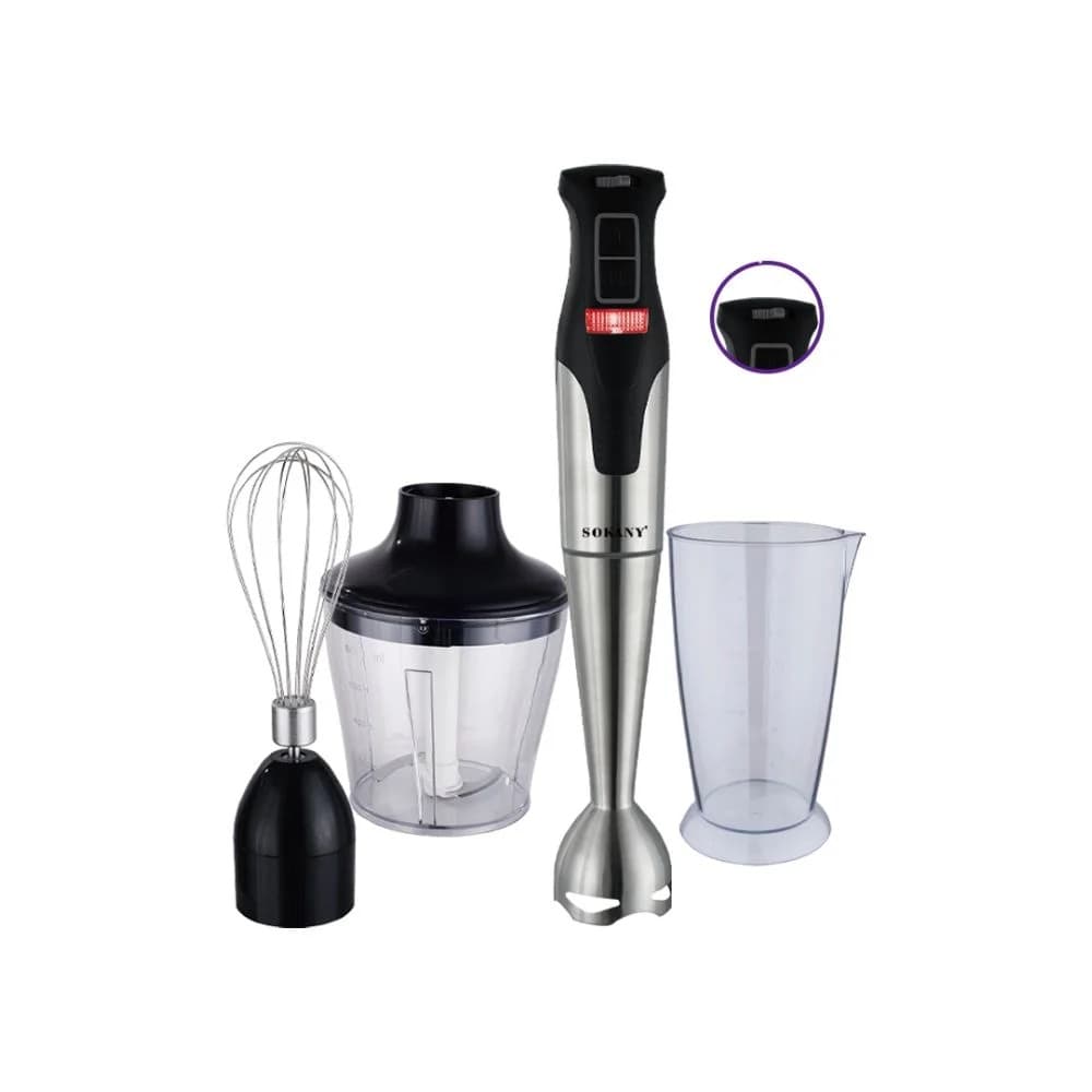 Sokany 4-in-1 800W Stainless Steel Hand Blender Set, Black