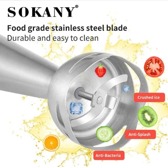 Sokany 4-in-1 Stainless Steel Hand Blender, 1000W, Black