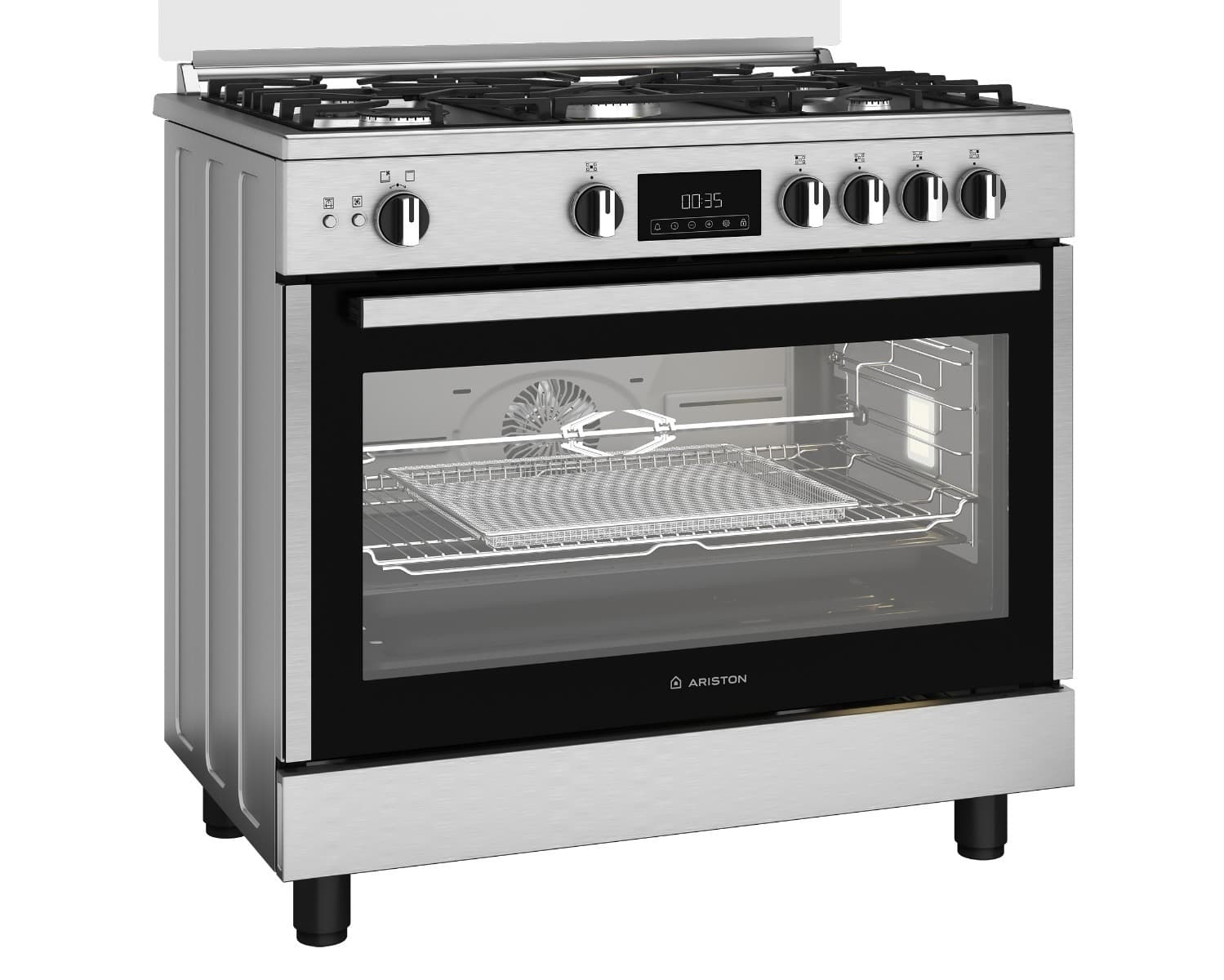 Ariston Gas Cooker , 5 Burners , Silver - ARR9 GGF 33229 XEG