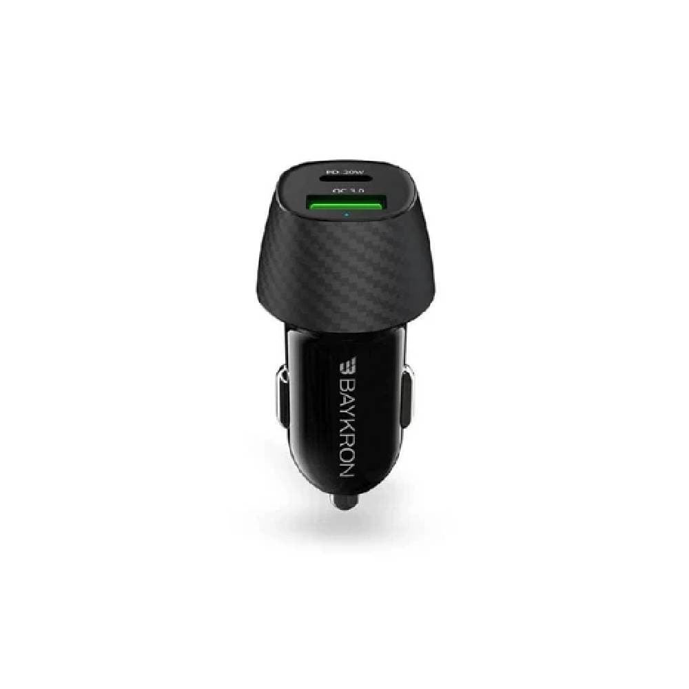 BayKron Premium Car Charger USB QC 3.0 - USB-C PD 20w - Black