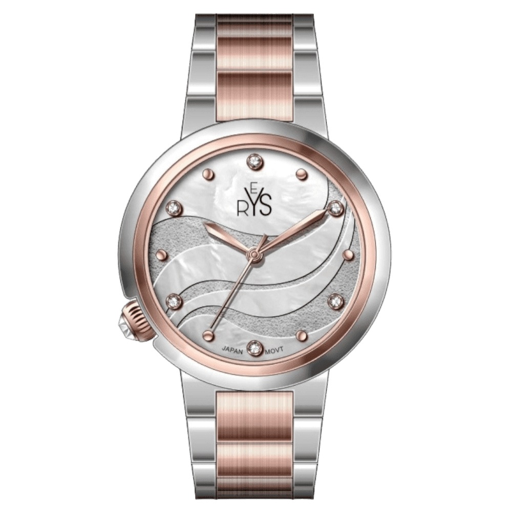 Reys Analog Dress Watch for Women, Stainless Steel Strap, R2021TRS - Silver Pink