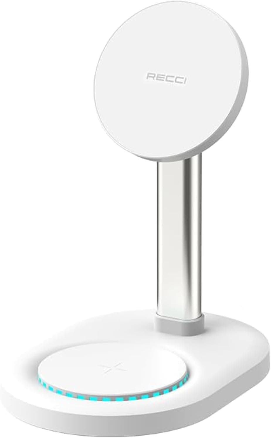 Recci 2-in-1 Magnetic Wireless Charger and Stand, 15W - White, RCW-32